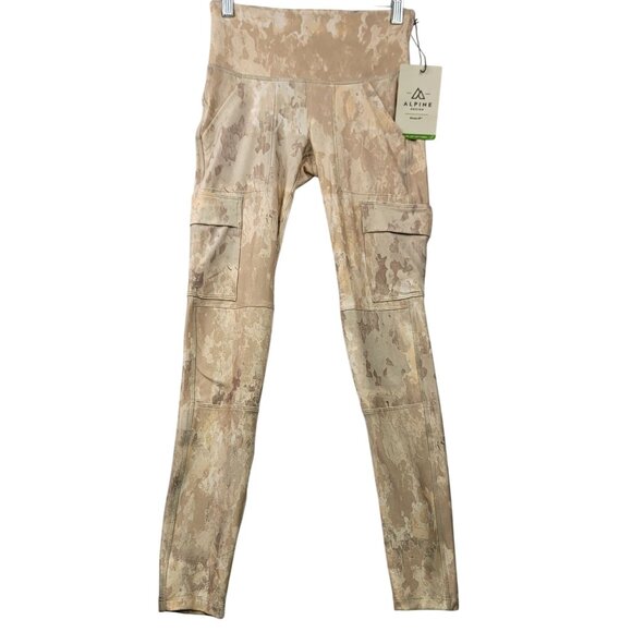 Alpine Design Pants - Alpine Design Women XS Sycamore/Beige High Rise Cargo Leggings Elastic Waistband